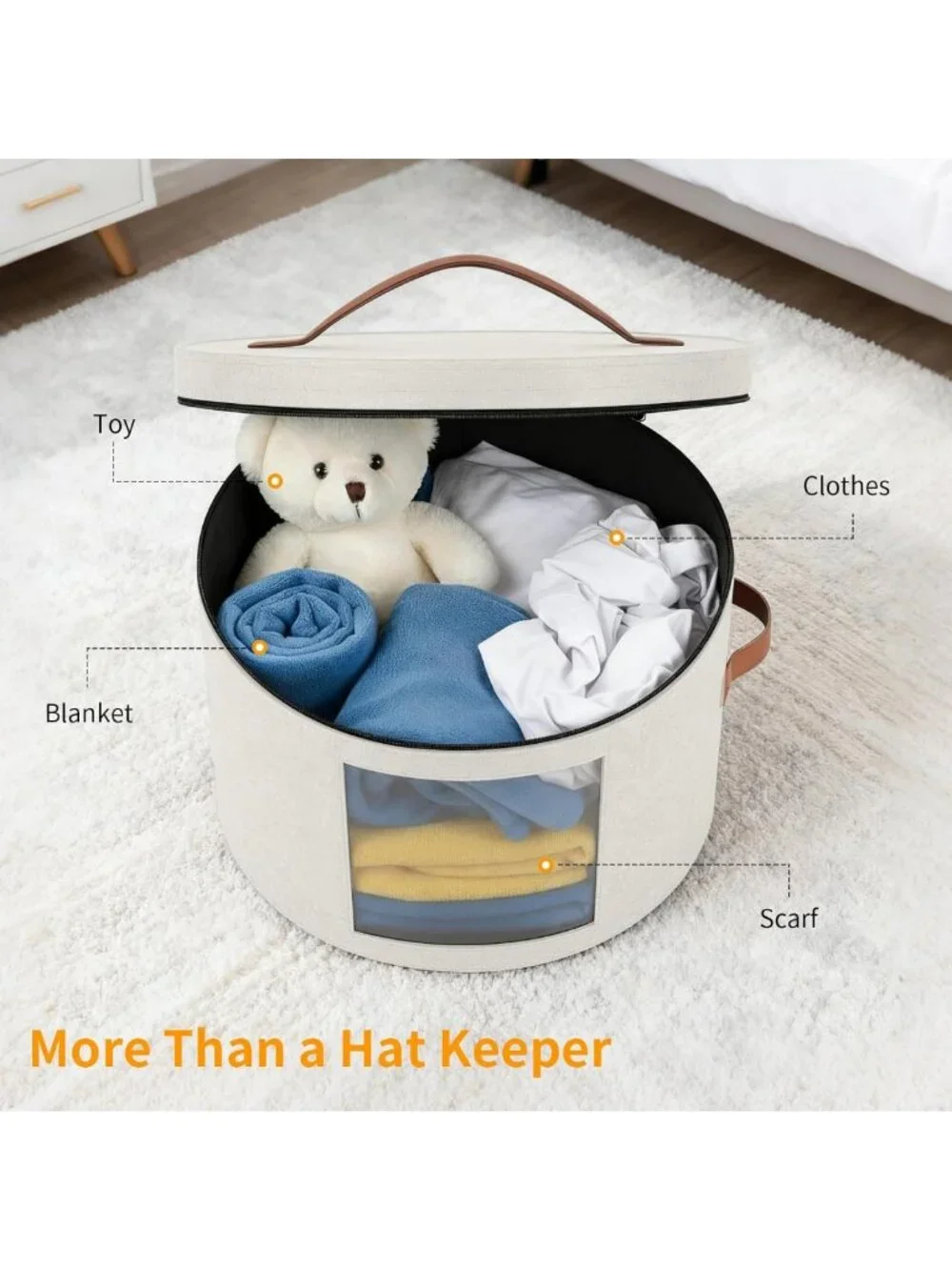 Stylish Stackable Hat Storage Box - Round Organizer for Closet & Travel